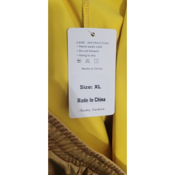 Tayday Women's Gold Holographic Running Shorts XL Drawstring - Picture 3 of 7